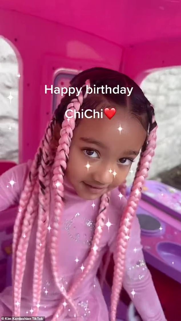 The birthday girl!  Chicago looked adorable in a pink outfit for her party, thrown at her house in Hidden Hills.