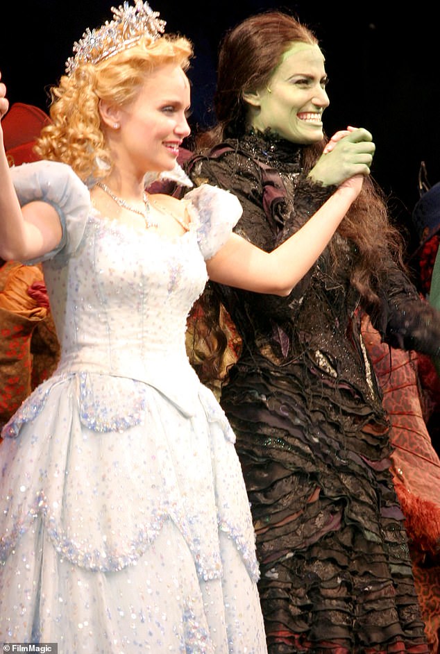 They did it first: Chenoweth originated the role of Glinda in the first Broadway production of Wicked in 2003;  In the 2004 photo with Idina Menzel, who played Elphaba.