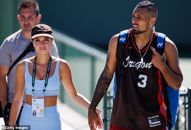 Australian men's singles hope (pictured with girlfriend Costeen Hatzi) hurt his knee two weeks ago after a previous ankle injury left him unable to play in warm-up tournaments.