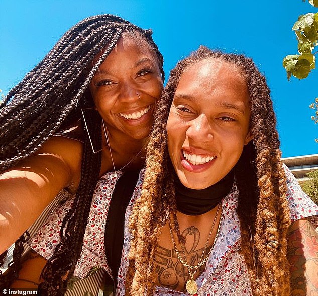 'I was just holding on tight.  She couldn't let her go,” said Cherelle (left) talking about the time apart from her.  Brittney (right) was arrested on February 17 after she was pulled over for carrying a vaporizer containing hashish oil.  She was sentenced to nine years in a Russian penal colony.