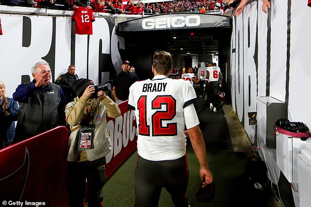 Brady enters the tunnel at Raymond James Stadium for what may have been his last game