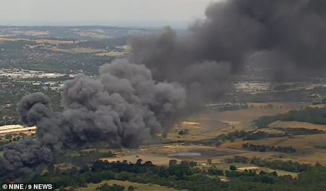 Black billowing columns of smoke could be a scene in Melbourne more than 30km away