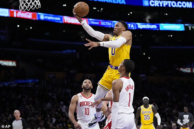 UCLA star: Former UCLA star Russell Westbrook, 34, also had 24 points for the Lakers