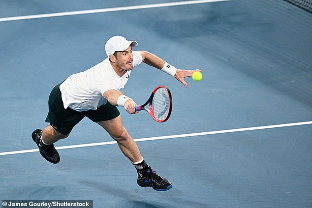 Veteran Murray has a metal hip and dove for the ball, landing on the hard court