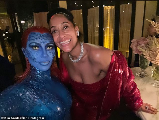 Ross (pictured with Kim Kardashian at her 50th birthday party) read an excerpt from her diary detailing how her body has become a 