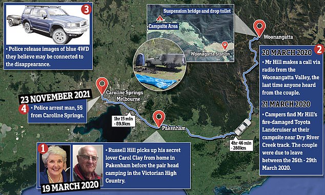 Timeline of tragedy in the case of Russell Hill, 74, and Carol Clay, 73, who were found dead in a rugged bush in the Wonnangatta Valley of the Victorian Alps in March 2020