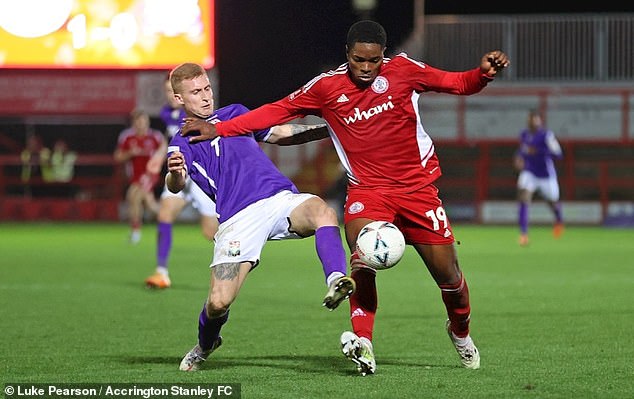 Action from the FA Cup second round tie in November, which Accrington won 1–0