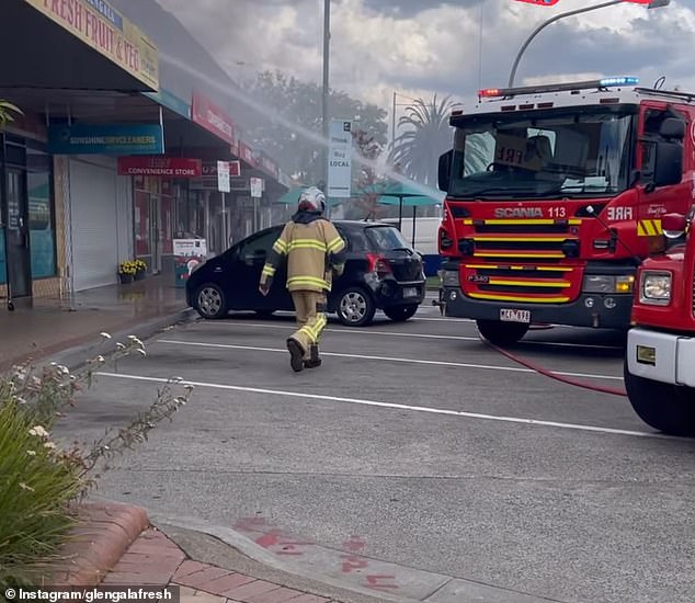 Police and fire investigators are working to find out the cause.  Anyone with information, CCTV or dashcam is urged to contact police (firefighters on the scene Tuesday pictured)