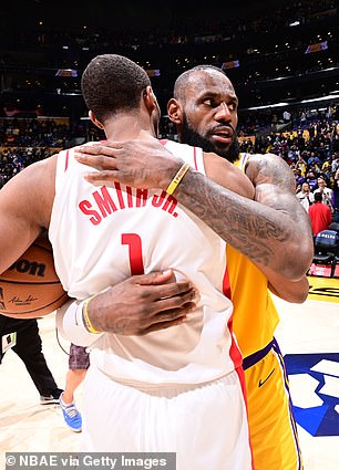 The Rockets teenager reminded James that he played against his father during his NBA debut in 2003.