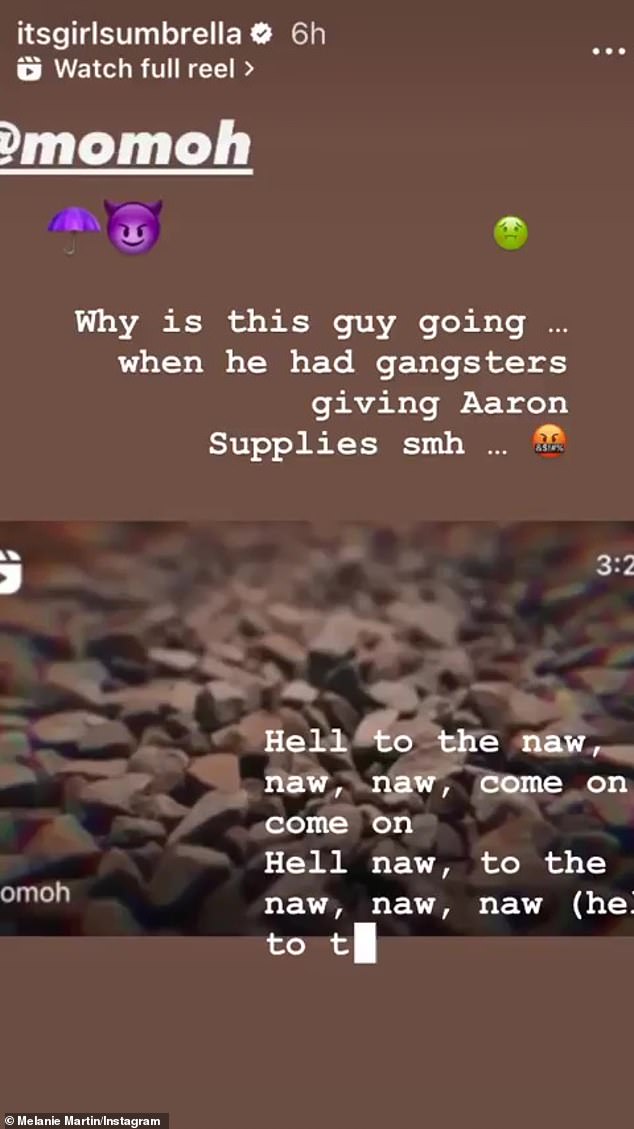 'Why is this guy going?'  Melanie, who turned over all the evidence to the LAPD for investigation, cryptically accused Instagram user @momoh of making 