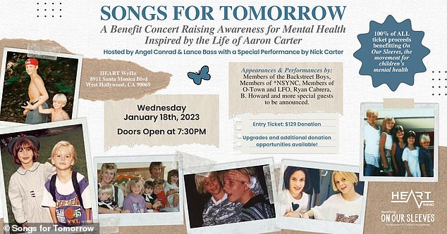 'Inspired by the life of Aaron Carter': Fans can expect Nick to perform the song live at Lance Bass' sold-out concert Songs For Tomorrow, taking place this Wednesday at HEART Weho in West Hollywood, benefiting children's mental health organization On Our Sleeves.