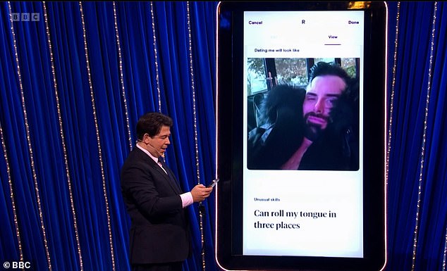 Fresh!  Michael continues to scroll, only to find a cheeky message from Rylan to encourage potential matches to like him.