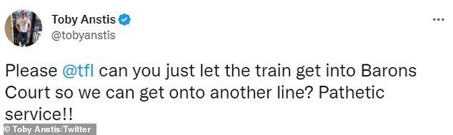 Stopped: He took to Twitter to express his frustration over the delays, initially writing at 6:08 a.m.: 