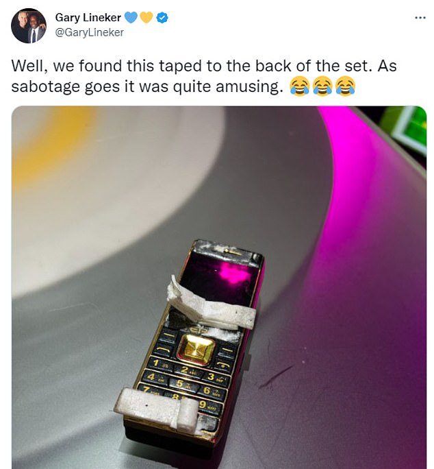 Lineker later tweeted that he had found the phone that had been making the porn noises.