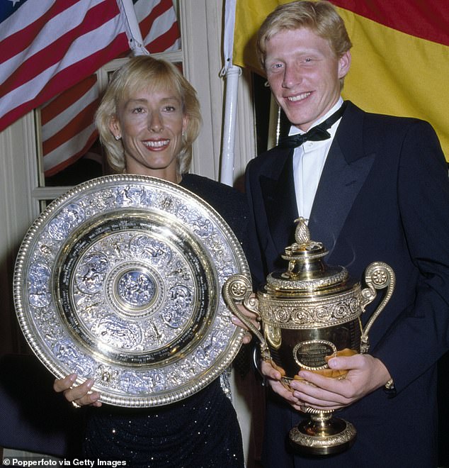 The German great (pictured with Martina Navratilova after winning the second of her three Wimbledon titles in 1986) has previously called Kyrgios a 'rat'