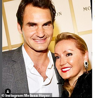 The television, radio and online commentator is pictured (above) with Roger Federer.