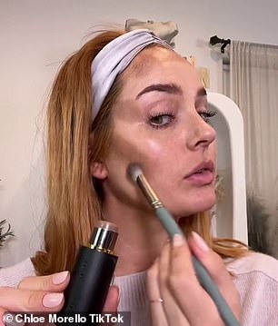 Foundation painting, which involves painting concealer, contour, blush, and sometimes even highlighter under your foundation, has gone viral on TikTok recently (process pictured).