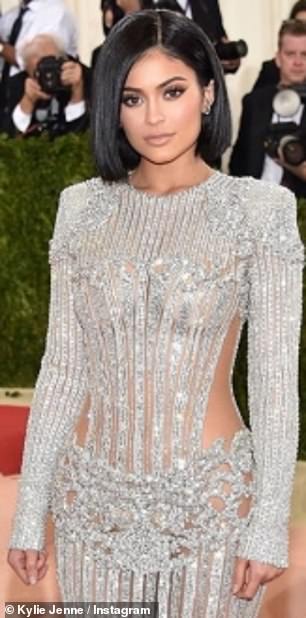 What a waistline: Kylie faced a similar pushback in 2020 when she posted a series of Met Gala memories on Instagram from lockdown;  she appears on Instagram's version of her from a 2016 image