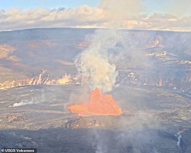 Images from a live broadcast of the Kilauea eruption on January 5.  It is one of the most active volcanoes in the world and is located about 20 miles from Pahala.