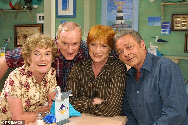 Ray has been on the series since its debut in 1988. Pictured: Home and Away Stalwarts (L-R) Judy Nunn, Ray Meagher, Cornelia Frances and Norman Coburn