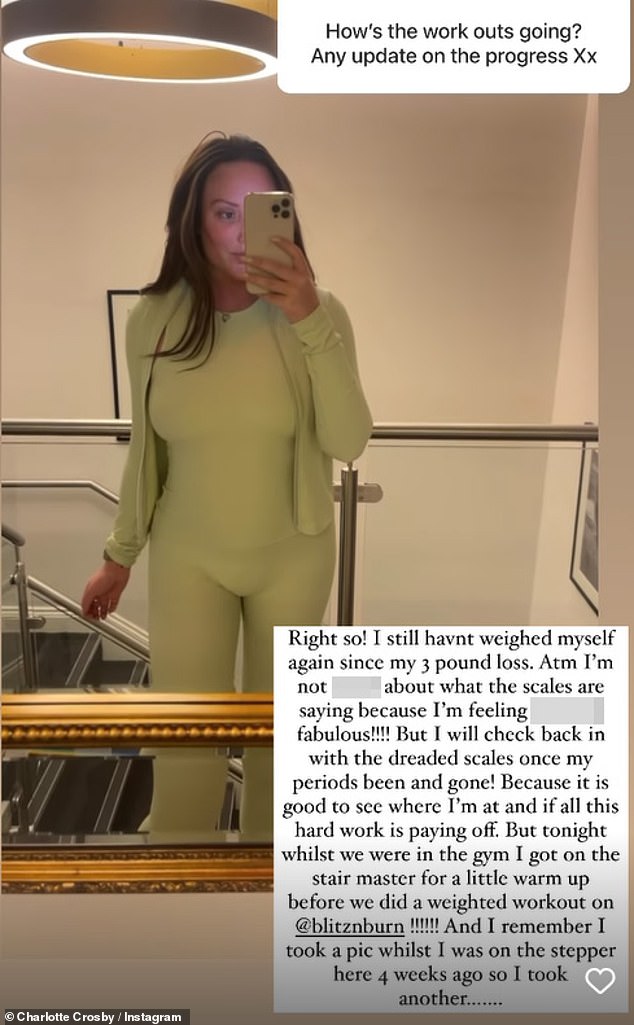 Feeling good: She's not focusing on weight loss, as Charlotte revealed that 