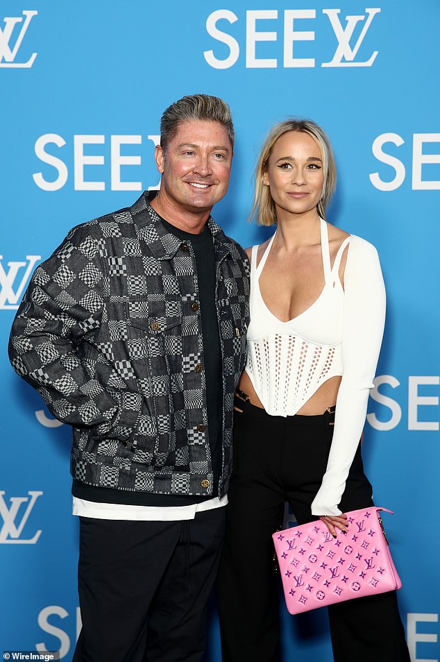 The fierce argument between Michael Clarke and Jade Yarbrough in a public park in Noosa was filmed by shocked onlookers.  Pictured: Michael and Jade at the Louis Vuitton event in Sydney