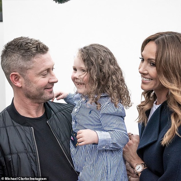 Ex: Michael was married to model Kyly Clarke, 40, from 2012 to 2019, but they didn't announce their split until February 2020. They are pictured here with their daughter Kelsey Lee.