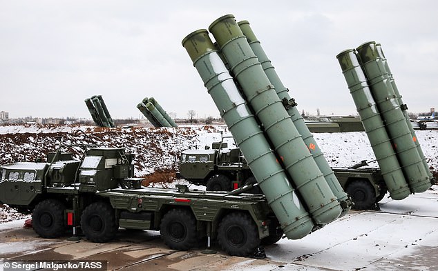 The S-400 (pictured in Crimea in 2018) is capable of shooting down up to 80 targets simultaneously and is said to be able to travel at a speed of more than 10,000mph