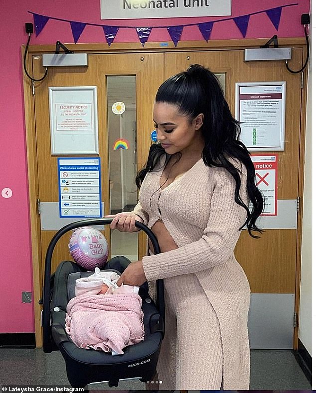 Her pride and joy: Lateysha's little girl was born six weeks early in March