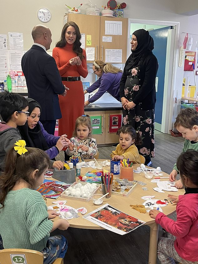 Kate, a mother of three, was photographed chatting with staff at the nursery as she showed that her royal duties come first amid a growing backlash against her brother-in-law, Prince Harry.