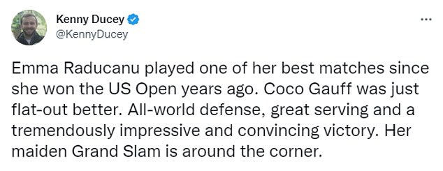 Fans have expressed hope for a Raducanu-Gauff rivalry in the coming years.