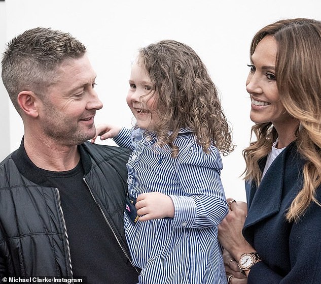 Ex: Michael was married to model Kyly Clarke, 40, from 2012 to 2019, but they didn't announce their split until February 2020. They are pictured here with their daughter Kelsey Lee.