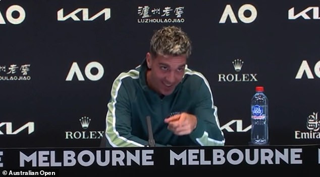 A tennis reporter greeted the 26-year-old with 'Hi Nick' after his first round victory.