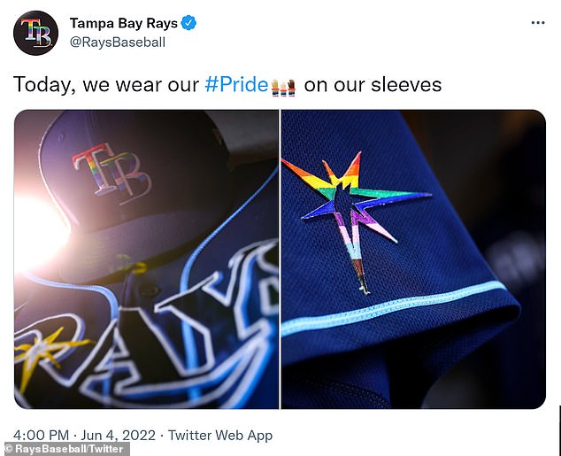 The Tampa Bay Rays shared the custom-made uniforms for their Pride Night event on June 4 on social media.  Five players on the team refused to wear them and instead wore their regular uniforms.