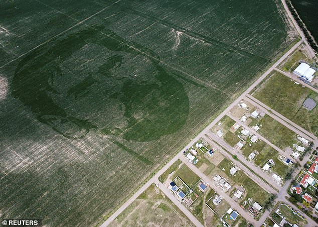 The result was a huge image of Messi's bearded face seen from space.