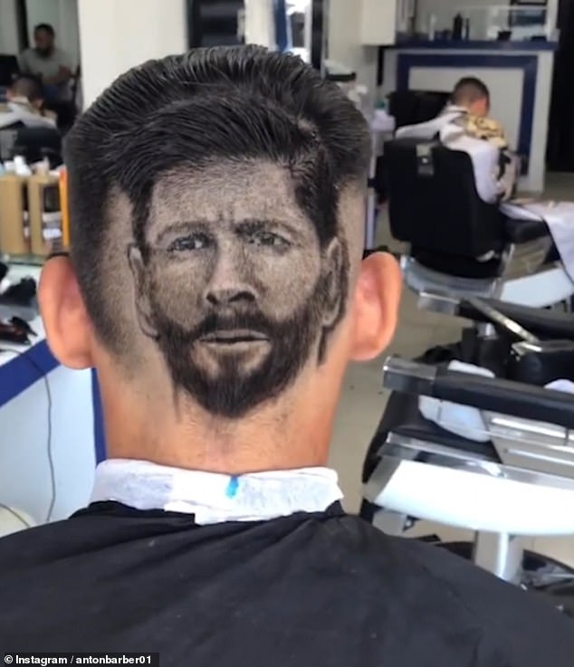 A devoted soccer fan showed his unique tribute to World Cup hero Lionel Messi by shaving the Argentine captain's face off the back of his head.