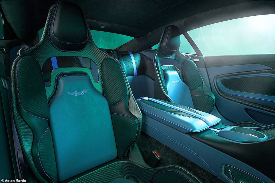 The bucket seat chassis is made of carbon fiber, while the minimal padding is a mix of leather and Alcantara materials