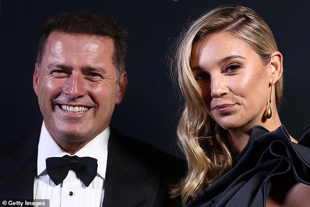 Karl Stefanovic and his wife Jasmine (pictured) were forced to step in and the Australian cricket legend called them c***.