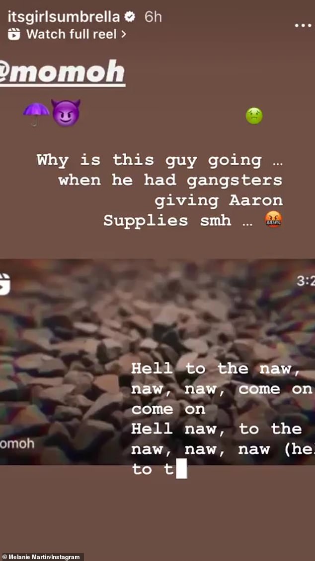 Melanie, who turned over all the evidence to the LAPD for investigation, cryptically accused Instagram user @momoh of making 