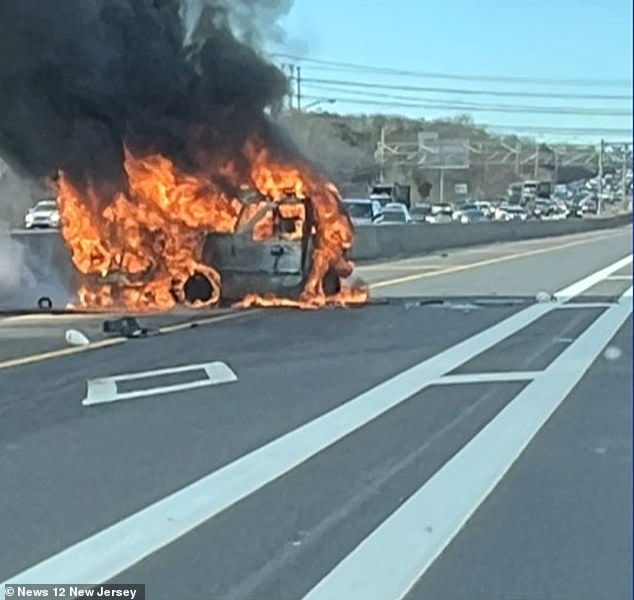 The accident closed three of the four lanes of the highway for several hours on Monday.