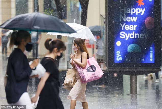 Storms will begin to cross the New South Wales coast on Thursday evening, with Coffs Harbour, on the central north coast, receiving up to 20mm of rain (shown, storms in Sydney)