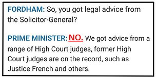 How the live-on-air interview unfolded, with the Prime Minister denying having received legal advice from the Solicitor General