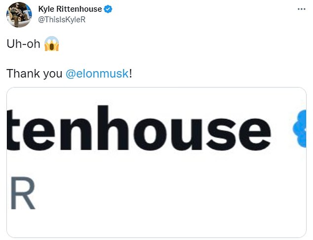 Rittenhouse has been able to promote his events thanks in part to his blue tick verification on Twitter, which he thanked Elon Musk for last year.  The teen announced the news in November with a screenshot of the verified status he paid $8 for, tweeting: 