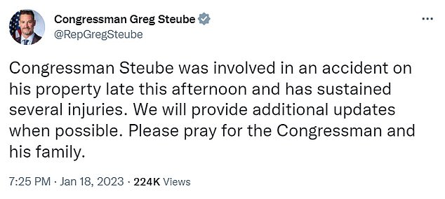 1674093967 560 Florida Congressman Greg Steube 44 hospitalized with various injuries after