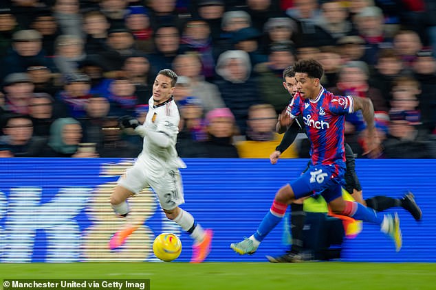 The defender impressed on his top-flight debut, particularly with an excellent tackle on Antony (L)