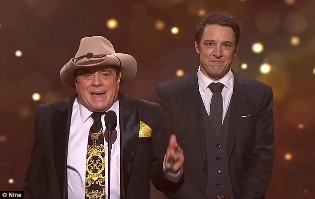 Johnson said he never forgave Meldrum for upstaged him at the 2017 Logie Awards (pictured), where he hoped to use his time onstage to promote his charity, Love Your Sister.  Instead, a rambling and incoherent Meldrum made it all about himself.