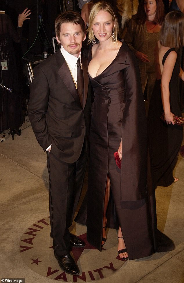 Here's how they were: Ethan and Uma, who also have a 20-year-old son named Levon, are pictured attending the Vanity Fair Oscar party in 2002, the year before they split.