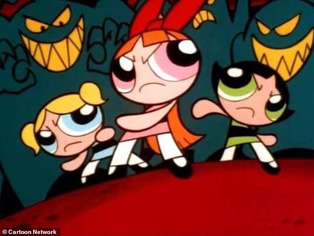 See double: On Twitter, giddy fans noted that the trio wore blue, pink and green and compared the group to The Powerpuff Girls.