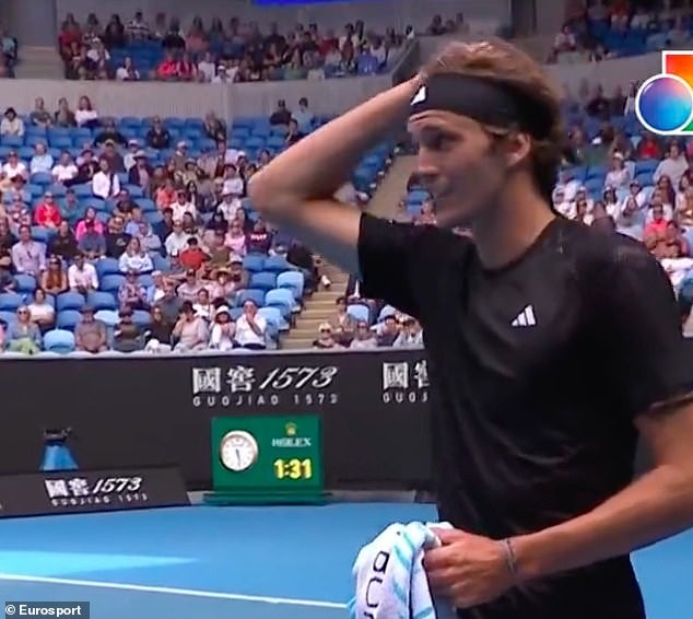 Zverev was ahead in contention before being hit by bird poop during the second set.