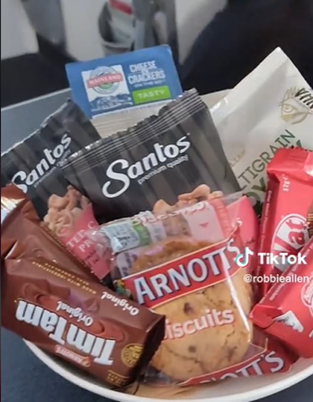 Mr. Allen was given his own personal plate of snacks on board the flight.